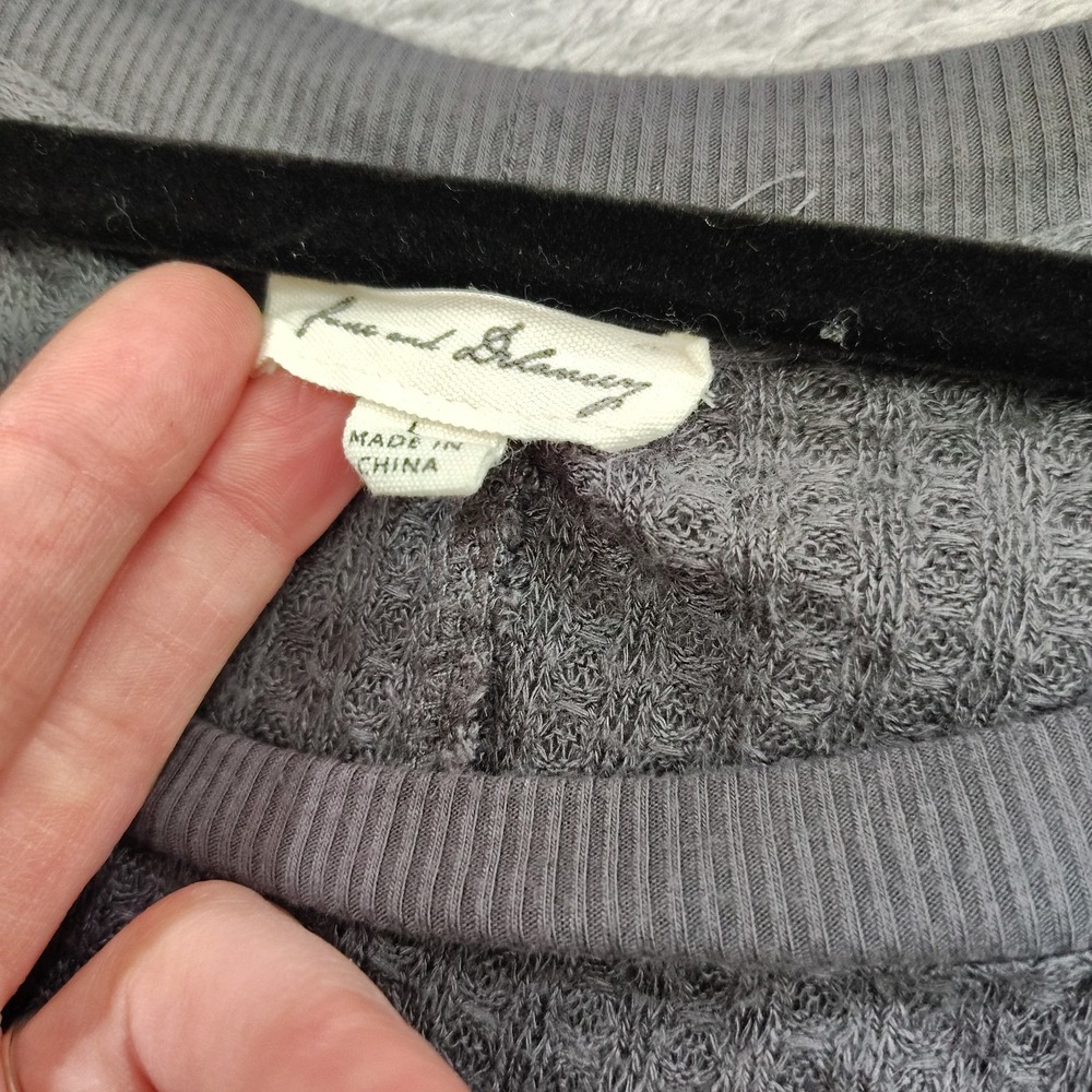 Jane & Delancey Top Womens L Tunic Gray Thermal Knit Asymmetric Hem Fairy Grunge - Picture 7 of 8
